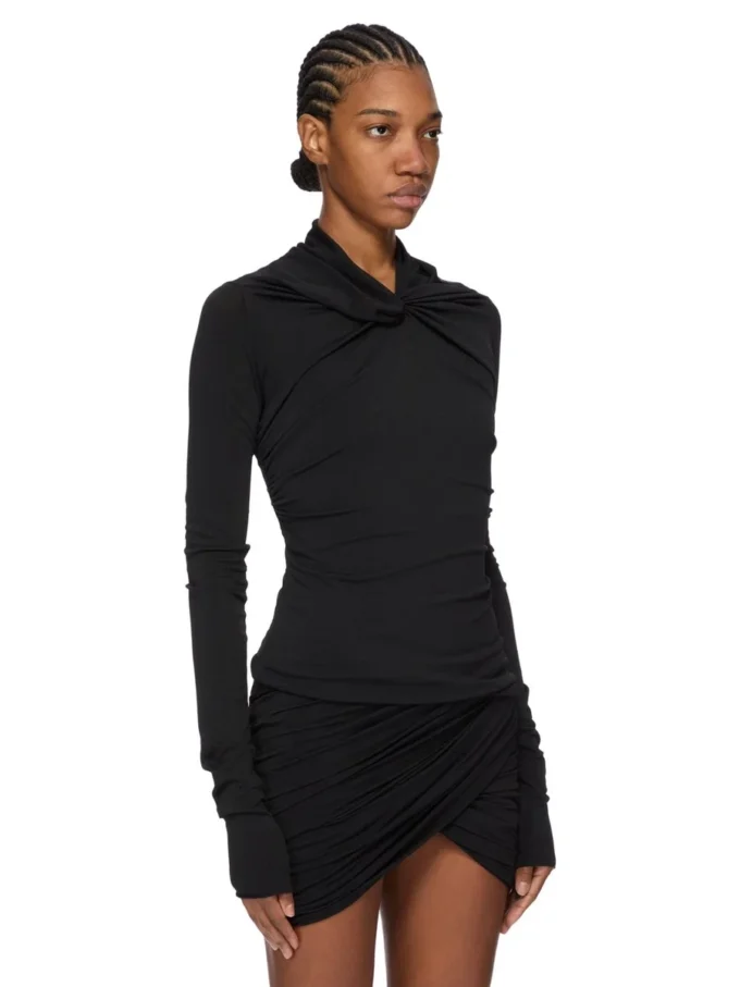 RICK OWENS FW25 CONCORDIANS KAIRO LS TOP EN JERSEY DE CREPÉ DE VISCOSA NEGRO LI02E3212CVI-09 RICK OWENS FW25 CONCORDIANS KAIRO LS TOP EN JERSEY DE CREPÉ DE VISCOSA NEGRO LI02E3212CVI-09